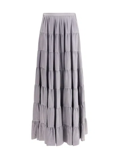 Forte Forte Draped Habotai Silk Skirt In Gray