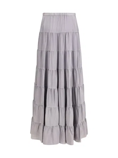 Forte Forte Draped Habotai Silk Skirt In Gray