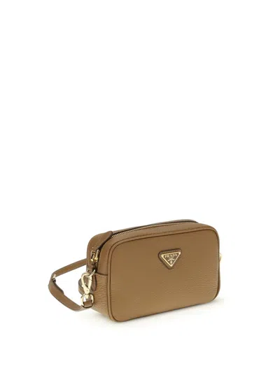 Prada Textured Leather Crossbody Bag In Brown
