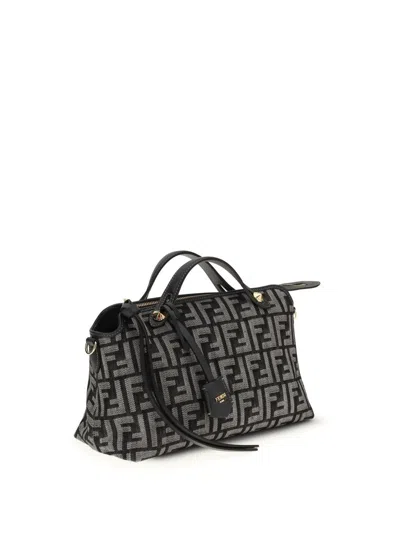 Fendi Blue Cotton Shoulder Bag In Multi