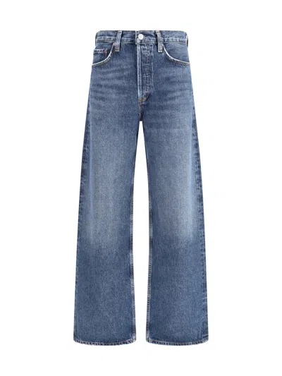 Agolde Blue Cotton Straight-leg Jeans In Blue