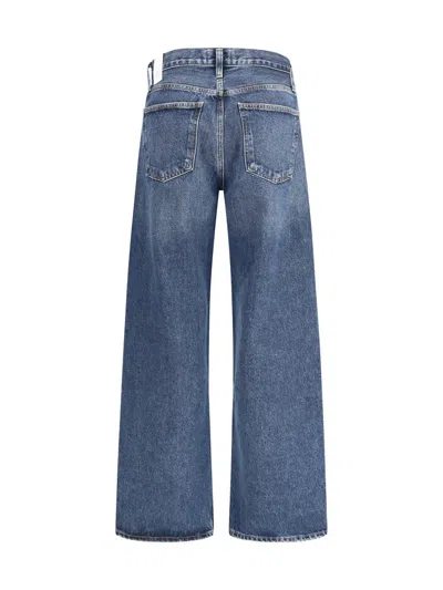 Agolde Blue Cotton Straight-leg Jeans In Blue