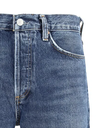 Agolde Blue Cotton Straight-leg Jeans In Blue