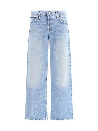 Agolde Blue Cotton Straight-leg Jeans In Blue