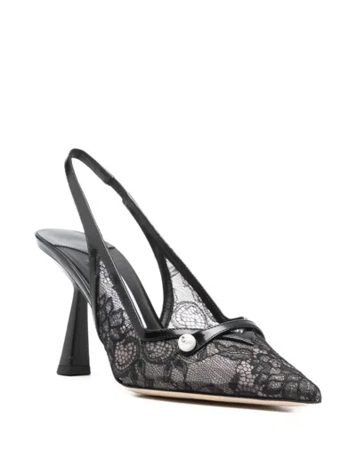 Jimmy Choo Amita Pumps With Lace And Pearl Detail In Black