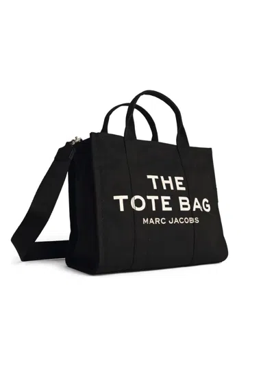 Marc Jacobs Black Cotton Canvas Small Tote Bag In Black