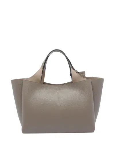Tod's Dark Grey Leather Top Handle Bag In Gray