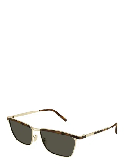 Saint Laurent 57mm Rectangular Sunglasses In Gold