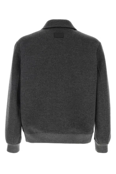 Fendi Men Double Wool Jacket With Ff Detail In Brown