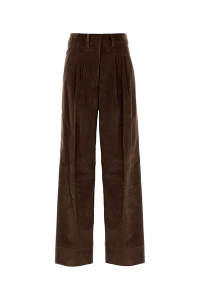 Pt Torino Brown Stretch Corduroy Palazzo Pant In Brown