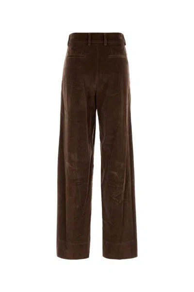 Pt Torino Brown Stretch Corduroy Palazzo Pant In Brown