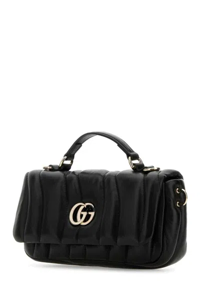 Gucci Milano Leather Handbag Top Handle In Black