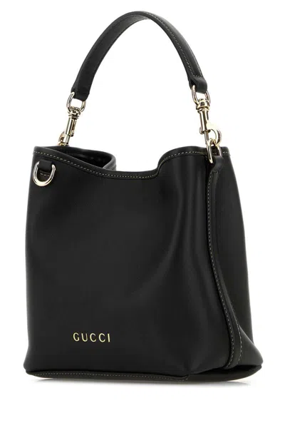 Gucci Borsa A Secchiello Gg Emblem In Pelle Nera Donna In Black
