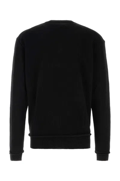 Our Legacy V-neck Wool Sweater With Ribbed Cuffs And Hem In Black