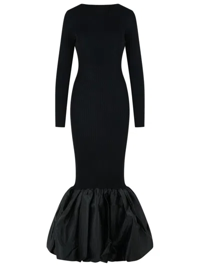 Rotate Birger Christensen Cutout Ribbed-knit Maxi Dress In Black