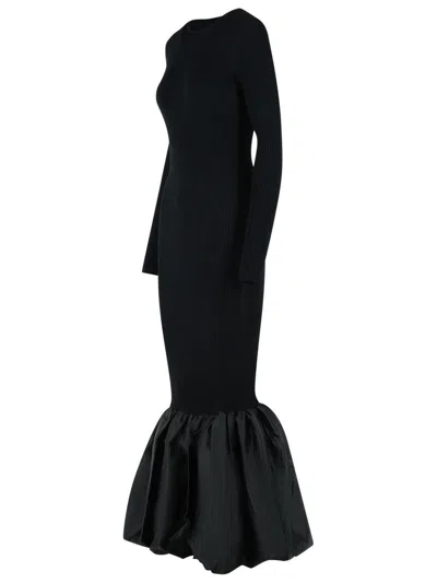 Rotate Birger Christensen Cutout Ribbed-knit Maxi Dress In Black