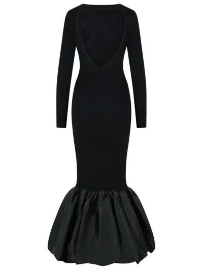 Rotate Birger Christensen Cutout Ribbed-knit Maxi Dress In Black