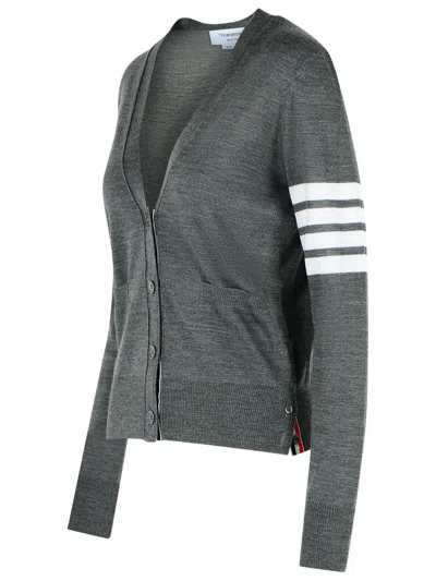 Thom Browne '4 Bar' Grey Virgin Wool Cardigan In Green