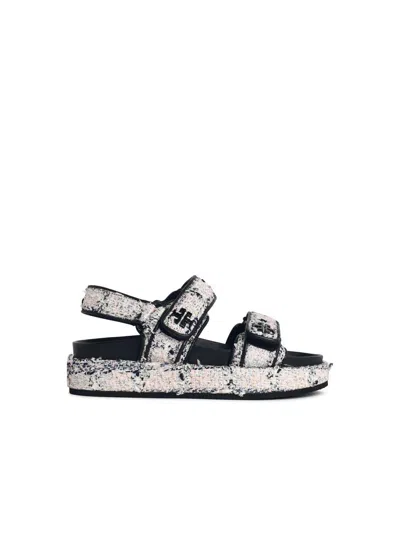 Tory Burch Sporty Leather And Fabric Sandals In Black