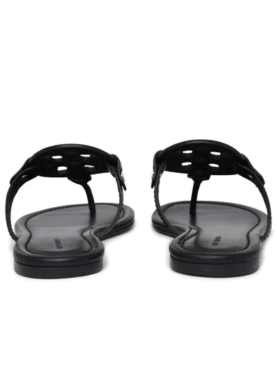 Tory Burch Laser-cut Logo Leather Miller Flip-flops In Black