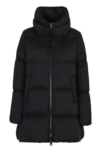 Herno Down Jacket Full-zip In Nylon In Black