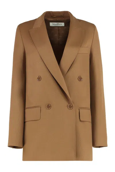 Max Mara Double-breasted Blazer In Wool In Brown