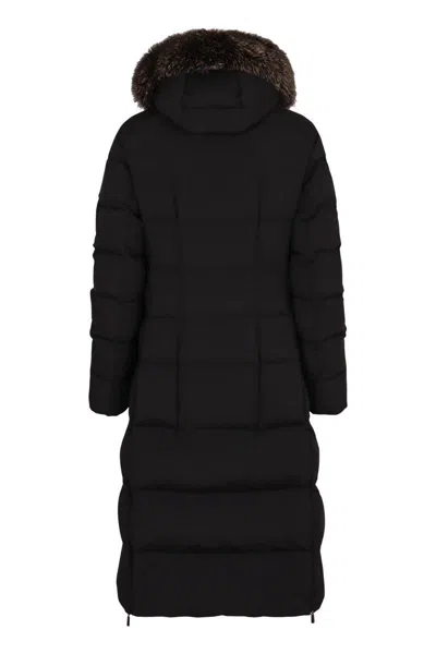 Moorer Long Zagara Down Jacket With Hood In Black