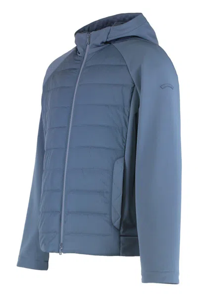 Paul & Shark Technical Fabric Jacket With Zip And Hood In Blue