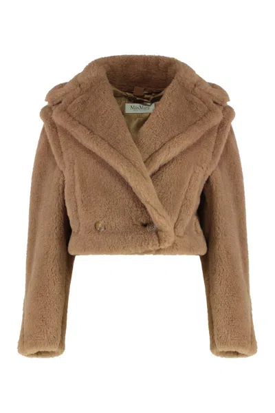 Max Mara Gilet Crop 2-in-1 In Teddy Fabric In Brown