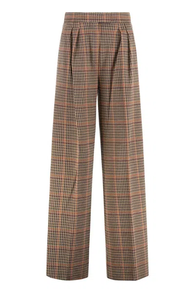 Max Mara Pants In Prince Of Wales Jersey In Multi