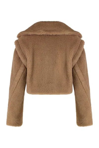 Max Mara Gilet Crop 2-in-1 In Teddy Fabric In Brown