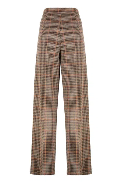 Max Mara Pants In Prince Of Wales Jersey In Multi