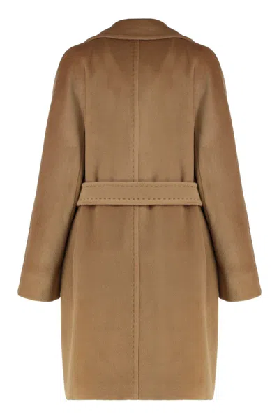 Max Mara Studio Dressing Gown In Beaver Wool In Brown