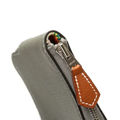 Pre-owned Hermes Azap Gray Coin Purse/coin Case ()