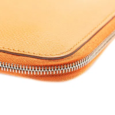 Pre-owned Hermes Azap Orange Epsom Leather Coin Purse/coin Case ()