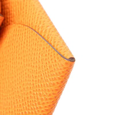 Pre-owned Hermes Bastia Orange Epsom Leather Coin Purse/coin Case ()