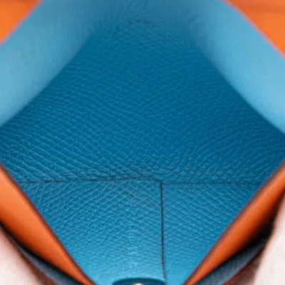 Pre-owned Hermes Bastia Orange Epsom Leather Coin Purse/coin Case ()