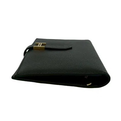 Pre-owned Hermes Black Epsom Leather Long Wallet (bi-fold) ()