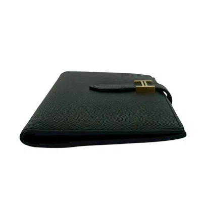 Pre-owned Hermes Black Epsom Leather Long Wallet (bi-fold) ()