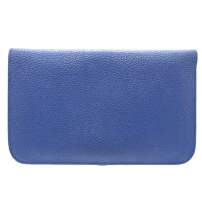 Pre-owned Hermes Blue Electric Togo Leather Middle Wallet (bi-fold) ()