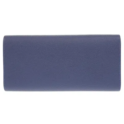 Pre-owned Hermes Blue Epsom Leather Long Wallet (bi-fold) ()