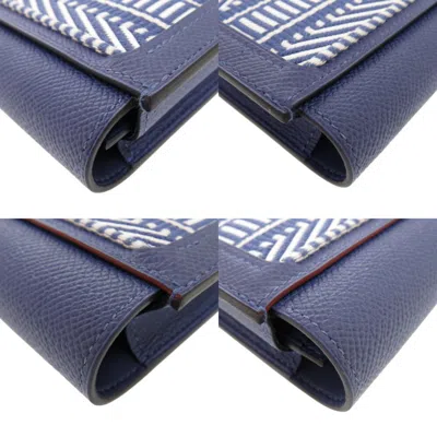 Pre-owned Hermes Blue Epsom Leather Long Wallet (bi-fold) ()