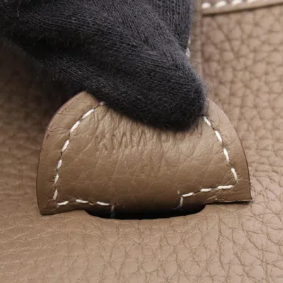 Pre-owned Hermes Brown Etoupe Gray Taurillon Clemence Leather Shoulder Bag () In Multi