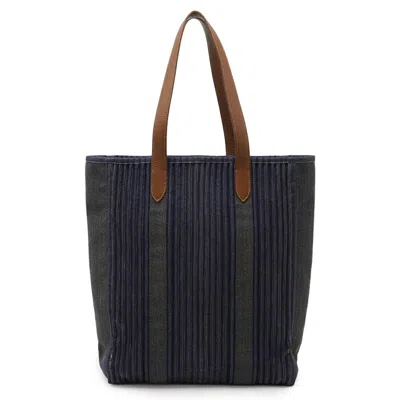 Pre-owned Hermes Brown Navy Denim Leather Shoulder Bag Tote Bag ()