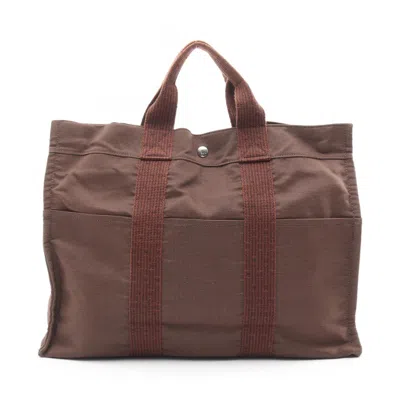 Pre-owned Hermes Brown Nylon Canvas Tote Bag ()
