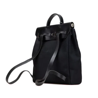 Pre-owned Hermes Her Bag Black Toile Officier Leather Handbag ()