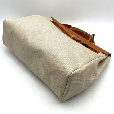 Pre-owned Hermes Her Bag Beige Ivory Canvas Shoulder Bag () In Multi