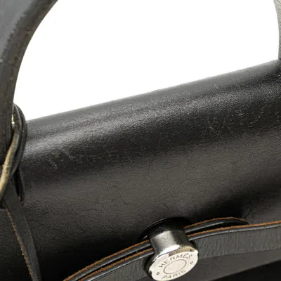 Pre-owned Hermes Her Bag Black Toile Officier Leather Handbag ()