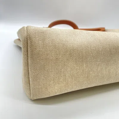 Pre-owned Hermes Her Bag Beige Ivory Canvas Shoulder Bag () In Multi