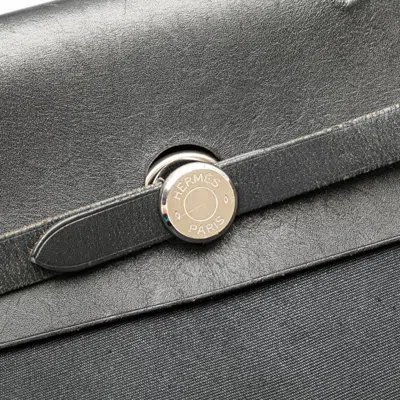 Pre-owned Hermes Her Bag Black Toile Officier Leather Handbag ()